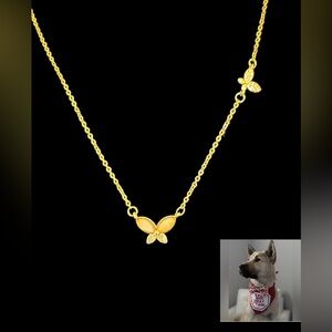 BUTTERFLY ENAMEL GOLD PAVE NECKLACE NEW